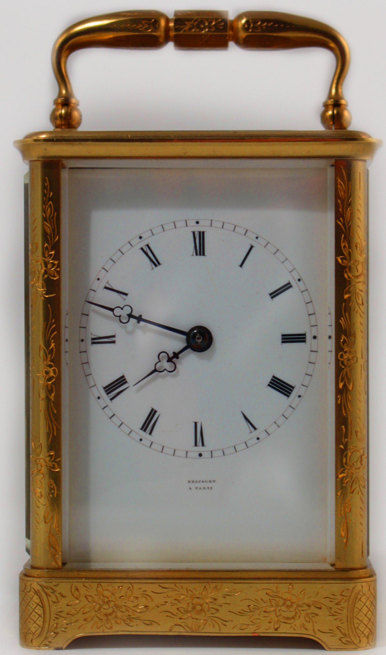 Antique French gilt brass carriage clock, Drocourt, Paris Ian Burton